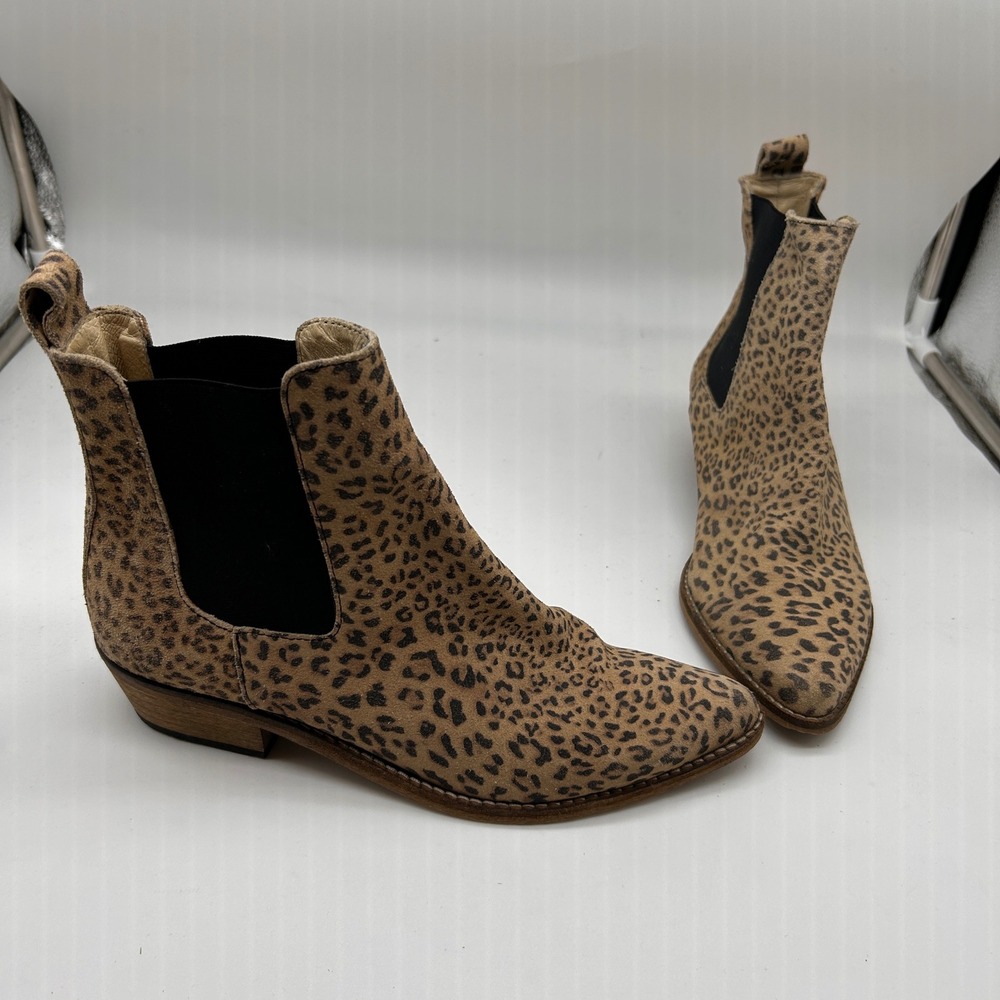 Ivy‎ Lee Copenhagen Stella Leopard Print Suede Ankle Boots Women EU 37 US 6